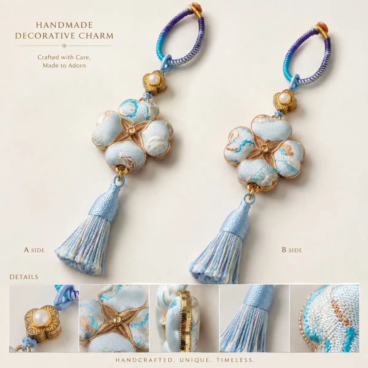 Four-Leaf Blessing | Handcrafted Four-Leaf Clover Bag Charm